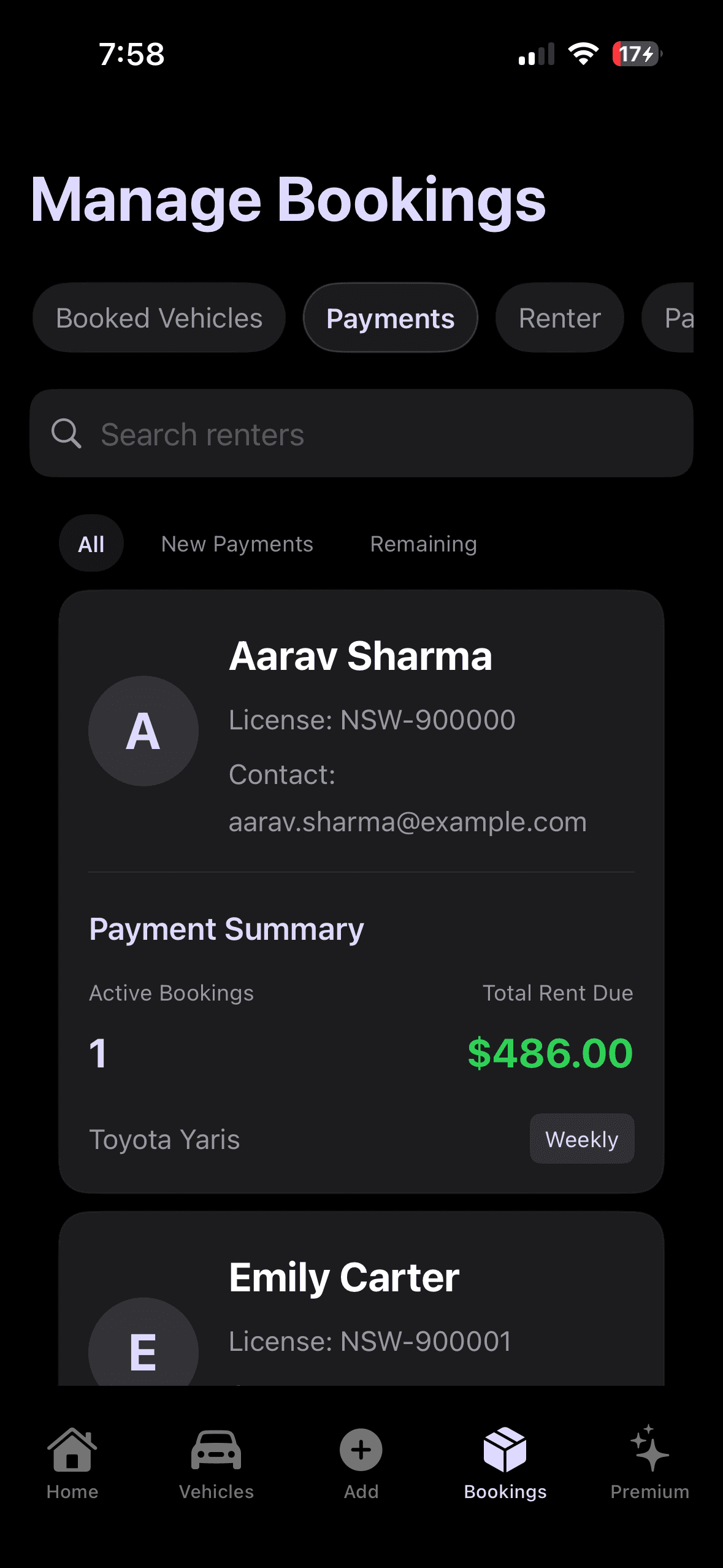 Manage booking